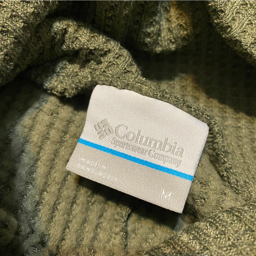 {Columbia} Holly Hideaway Waffle Cowl Neck Pullover | Olive Green ~ Size Medium - Picture 5 of 15